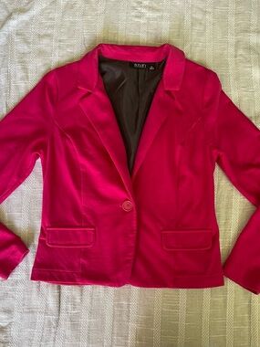 a.n.a Women's Fuchsia Single-Button Blazer